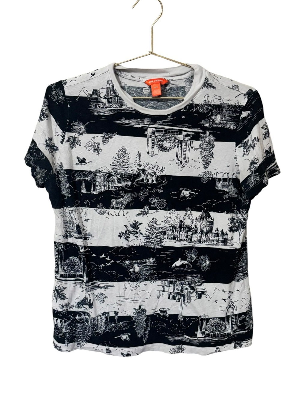 Joe Fresh Black & White Scenic Stripe Tee